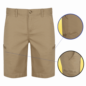 perfect pocket shorts with cell phone pocket shown in khaki