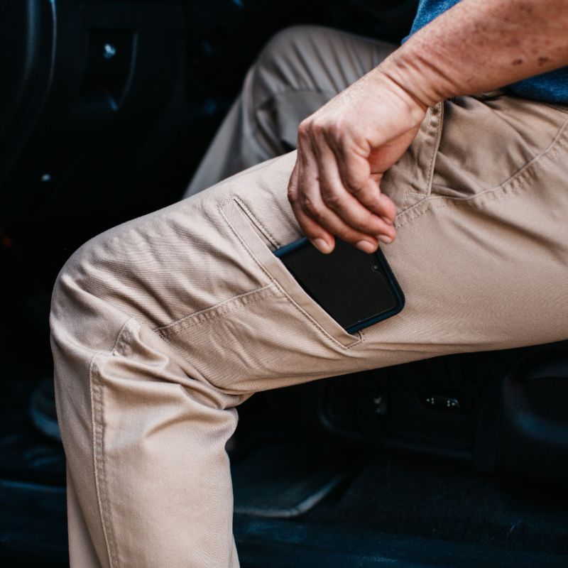 Men's 7 Pocket Pants with Hidden Pockets Plus Cell Phone Pocket